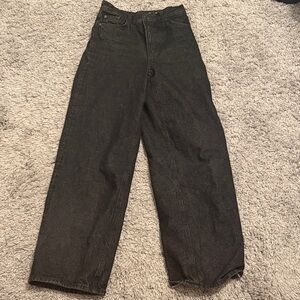 Zara Black Wide-Leg Flare Jeans